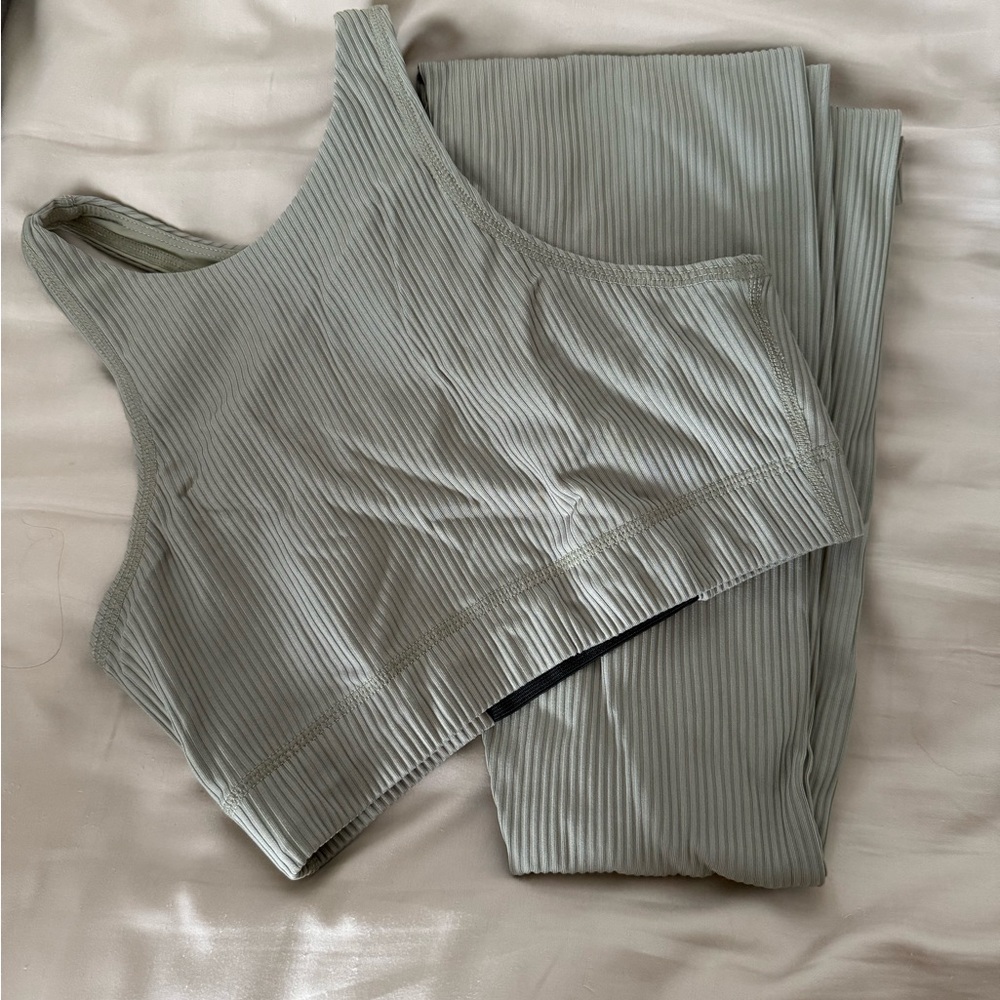 Tan lines Ribbed One-Shoulder Top and Leggings Set